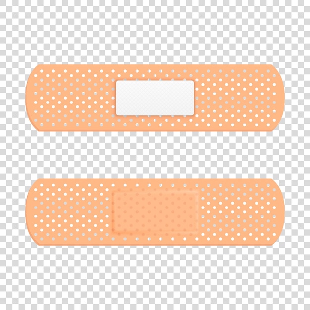 Vector 3d Realistic Medical Patch Icon Set Closeup Isolated on Transparent Background Design Template Adhesive Bandage Elastic Medical Plasters Top View