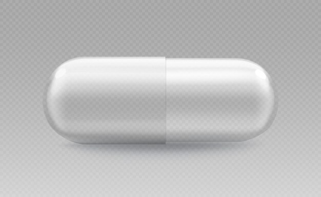 Vector 3d realistic medical pill Trasparent capsule Pharmaceutical tablet Medicine health concept