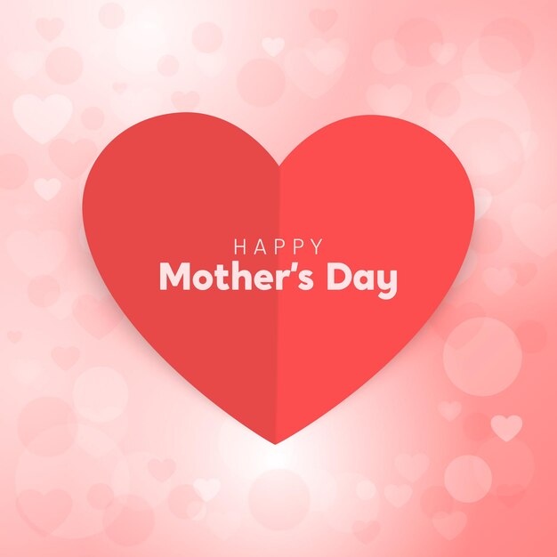 Vector 3d Realistic Mother s Day Paper Origami Greeting Card Heart Shaped Simple Minimalistic Banner Vector Poster on Pink Red Background Happy Mothers Day Concept May 8