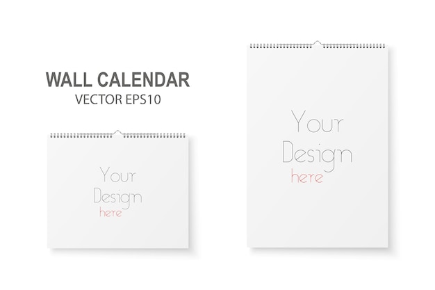 벡터 벡터 3d 현실적인 종이 벽 나선형 달력 세트 a4 a5 mockup용 흰색 벽 달력 페이지의 디자인 템플릿