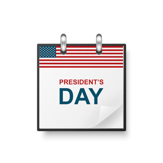 Vector 3d Realistic Presidents Day Paper Classic Simple Minimalistic Calendar with US Flag Colors Icon Design Template for Presidents Day Card Banner Wall Calendar Background February 21 2022