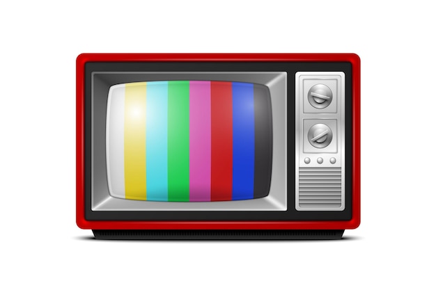 터 3D 현실적인 레트로 줄무 스크린 TV 수신기 고립