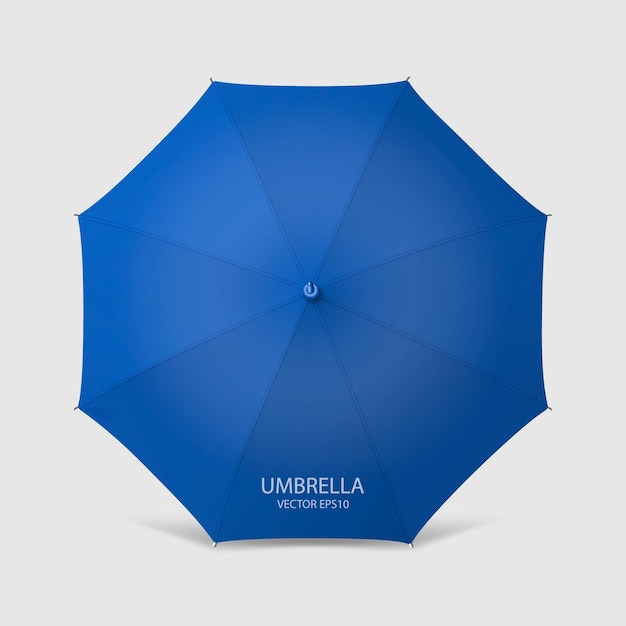 Vector vector 3d realistic render blue blank umbrella icon closeup isolated on white background design template of opened parasol for mockup branding advertise etc top view