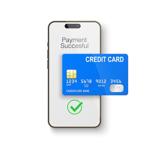 Vector 3d Realistic Smartphone and Credit Card