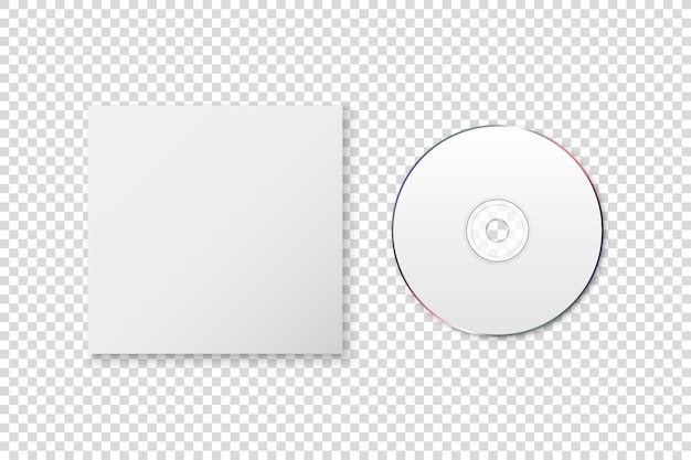 ベクトル3d現実的な白いCDDVD紙カバーボックスセットクローズアップ透明な背景に分離されたモックアップCDパッケージのデザインテンプレートコピースペース上面図