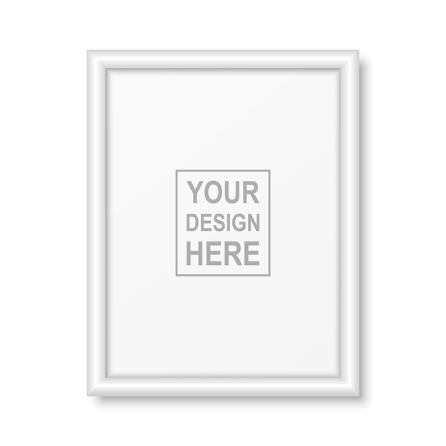 Vector 3d realistic white plastic or wooden a4 simple modern frame isolated design template of photo picture frame for mockup presentations vector frame isolated on white