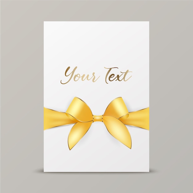 vector 3d realistic yellow gift ribbon and bow with white greeting card background bow design template concept for birthday christmas presents gifts invitation card gift box holiday decoration