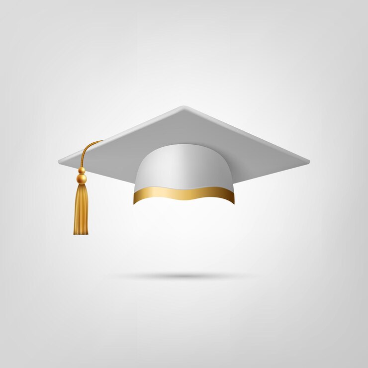 Vector 3d Realistisch Wit Graduate College High School Universiteit Zwarte Cap Icon Closeup Geïsoleerde Vector Graad Ceremonie Hoed Educatieve Student Symbol Hoed Front View