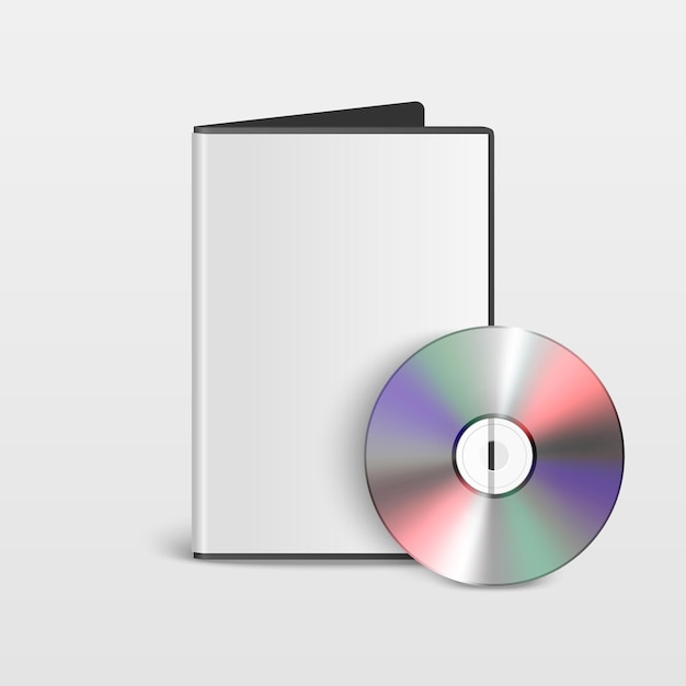 Vector 3D-realistische geopende CD DVD met Cover Box Set close-up geïsoleerd op een witte achtergrond met reflectie ontwerpsjabloon voor Mockup CD verpakking kopie ruimte vooraanzicht