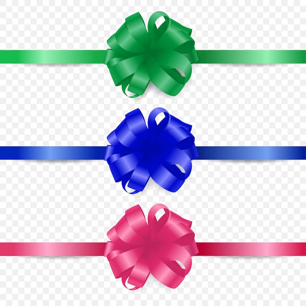 Vector 3d Realistische geschenkboog van verschillende kleuren Icon Set Closeup geïsoleerd