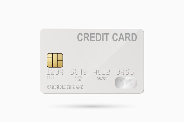 Vector 3d Realistische witte kredietkaart geïsoleerde ontwerp sjabloon van plastic krediet- of debetkaart voor Mockup Branding Credit Card Payment Concept Front View