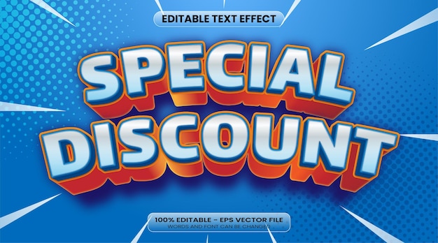 Vector 3d special discount text effect editable text effect