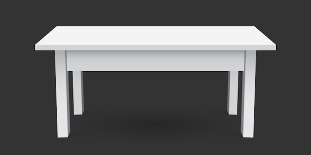 Vector 3D-tabel voor objectpresentatie Lege witte bovenste tafel geïsoleerd op zwarte achtergrond