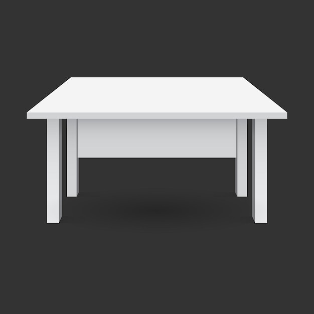 Vector 3d table for object presentation Empty white top table isolated on black background