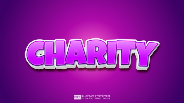 Vector 3d text editable text effect charity