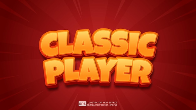 Vector 3d text editable text effect classic player