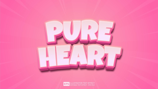 Vector 3d text editable text effect pure heart