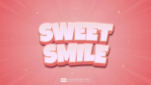 Vector 3d text editable text effect sweet smile