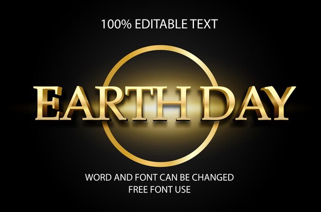 Vector 3d text effect design earth day