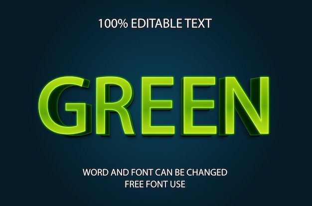 Vector 3d text effect design green