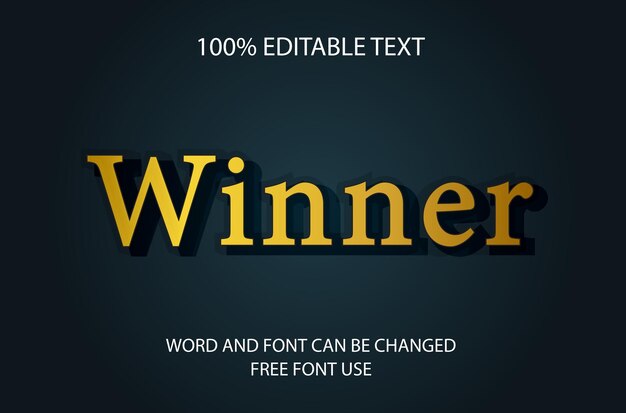 Vector 3d text effect design winner