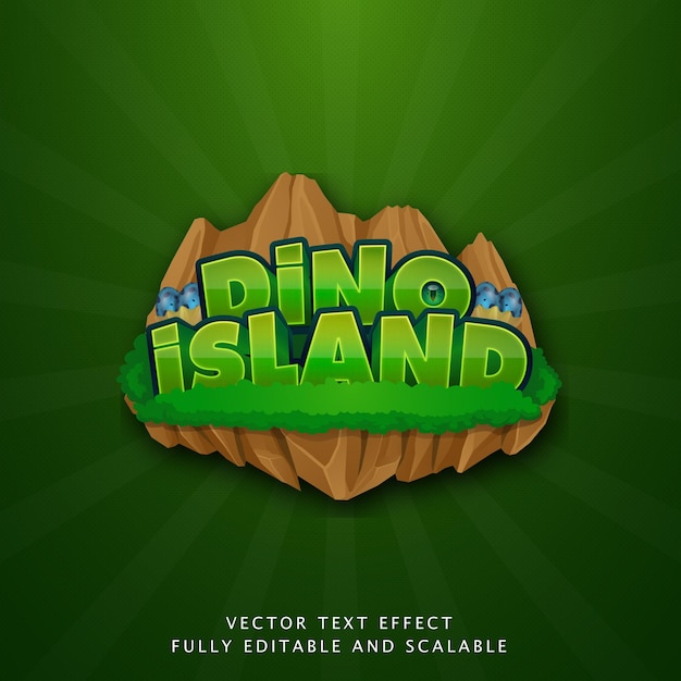 Vector 3d text effect dino island