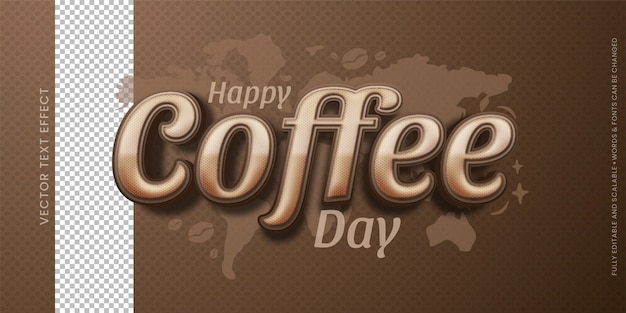 vector 3d text effect international day of coffee lettering