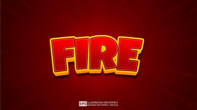 Vector 3d text fire editable text effect font