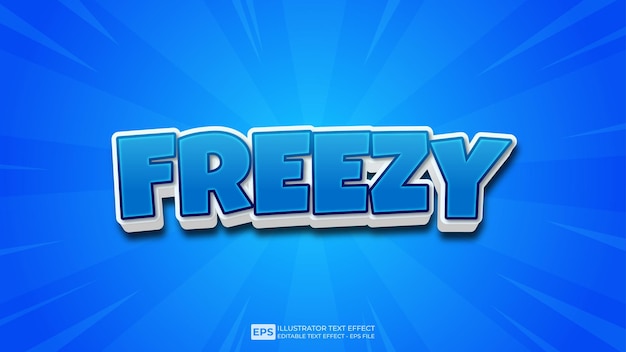 Vector 3d text Freezy editable text effect font