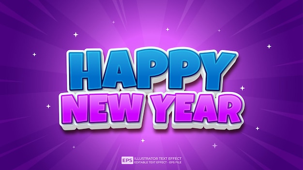 Vector 3d text Happy New Year editable text effect font