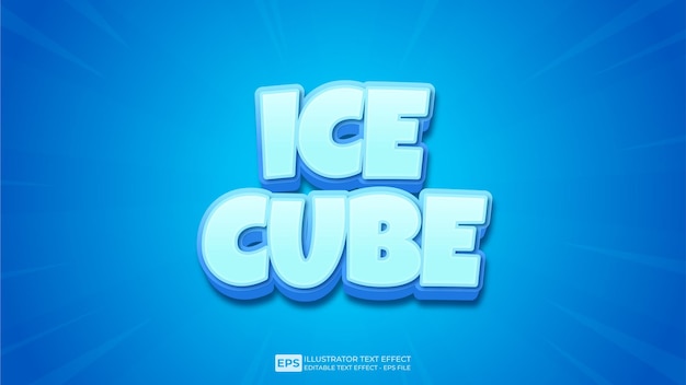 Векторный 3d текст Ice Cube редактируемый шрифт с текстовым эффектом