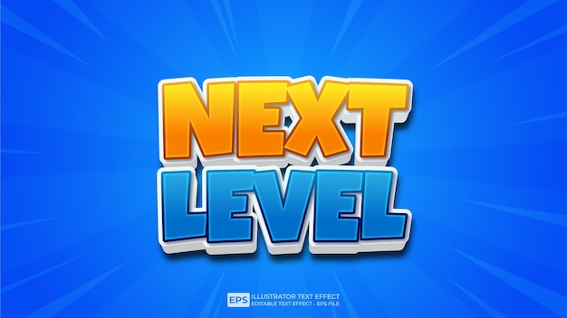 Vector 3d text Next Level editable text effect font