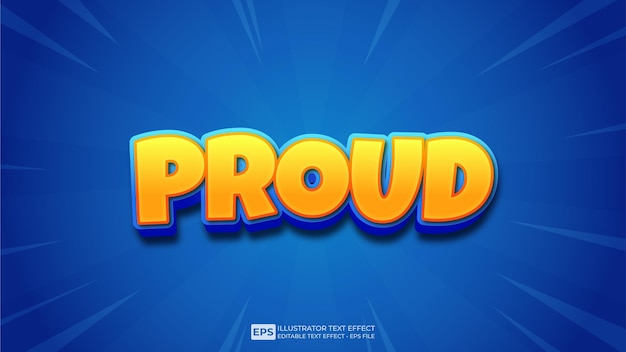Vector 3d text proud editable text effect font