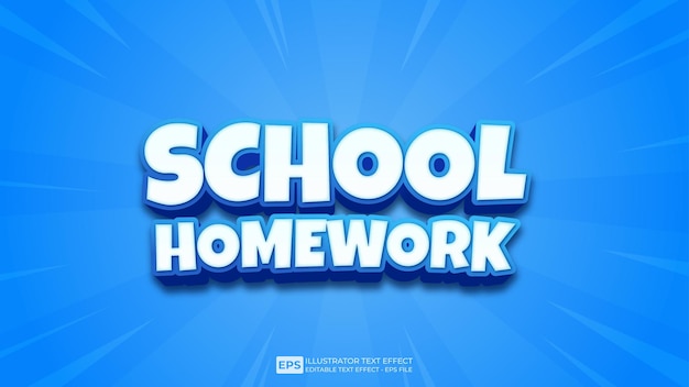 Vector 3d text school homework editable text effect font