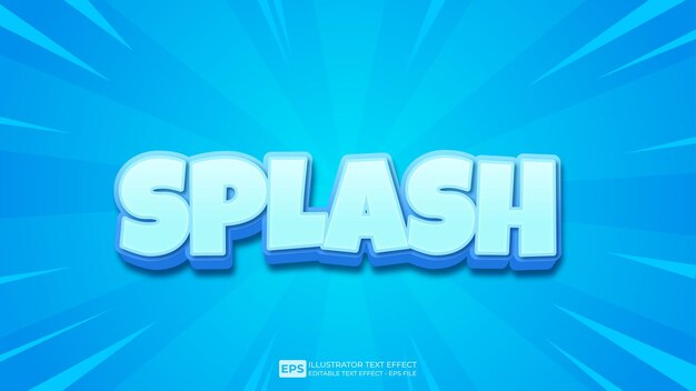 Vector 3d text splash editable text effect font.