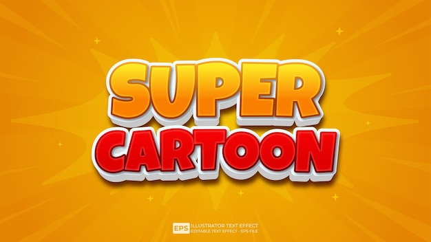 Vector 3d text super cartoon editable text effect font