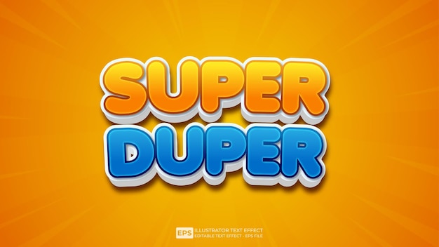 ベクトル 3d テキスト Super Duper 編集可能なテキスト効果フォント