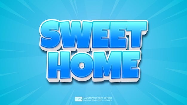 vector 3d text sweet home editable text effect font