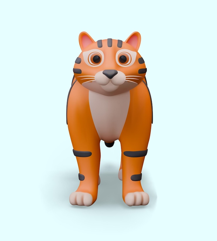 Вектор векторный 3d-тигр передний вид хищник из семейства кошек дикое пушистое полосатое животное