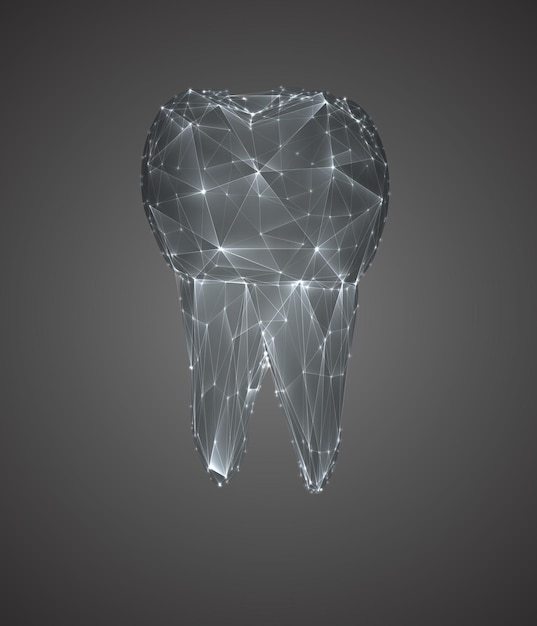 Vector 3d tooth for dental medicine on background