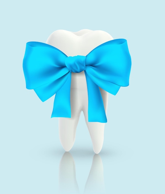 Vector 3d tooth for dental medicine on a blue background