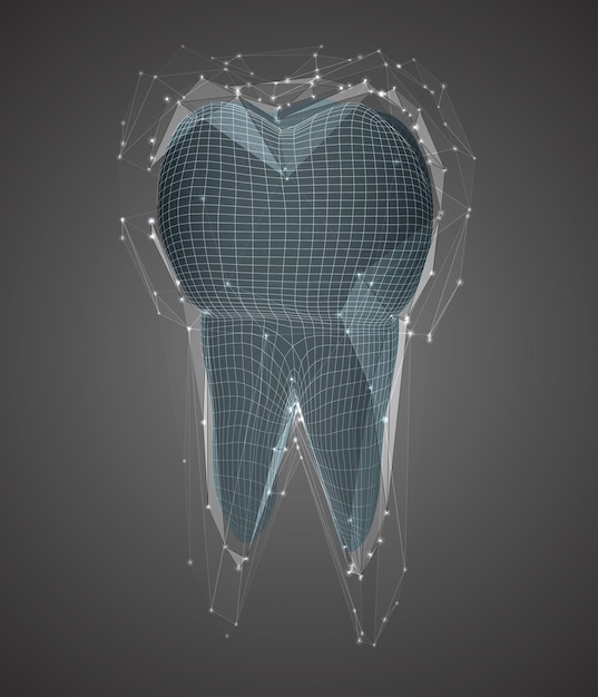 Векторный 3d зуб для стоматологической медицины на заднем плане