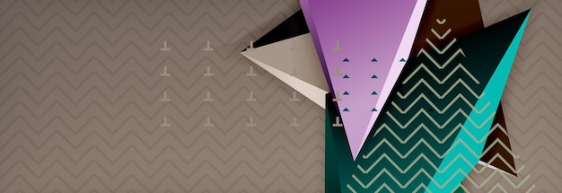 Vector 3d triangular shapes abstract background origami futuristic template with lines