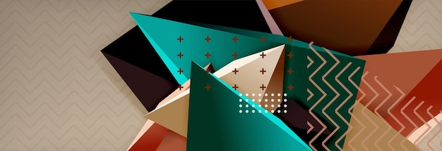 vector 3d triangular shapes abstract background origami futuristic template with lines
