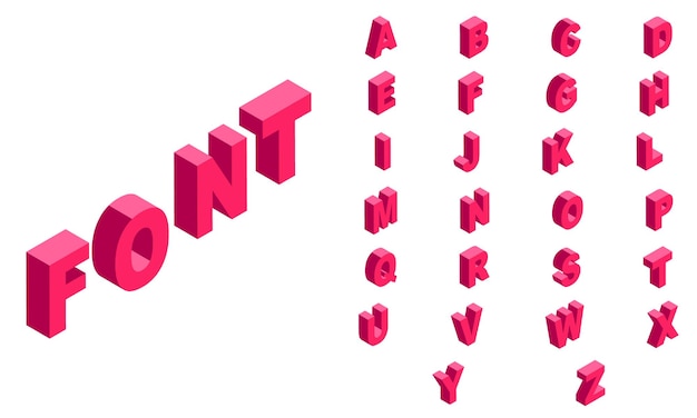 Vector vector 3d vlakke stijl lettertype set van brieven geïsoleerde witte achtergrond