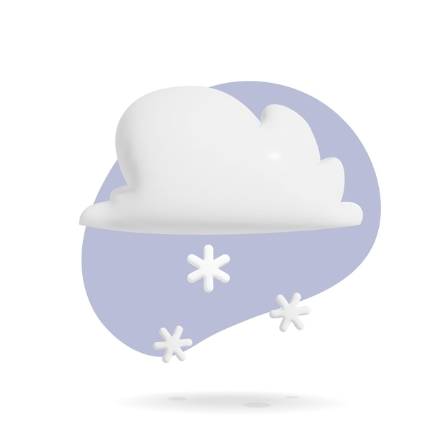 Vector 3d white cloud with snowflakes illustration