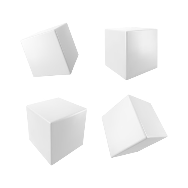 Vector 3d white cube set Realistic 3d object