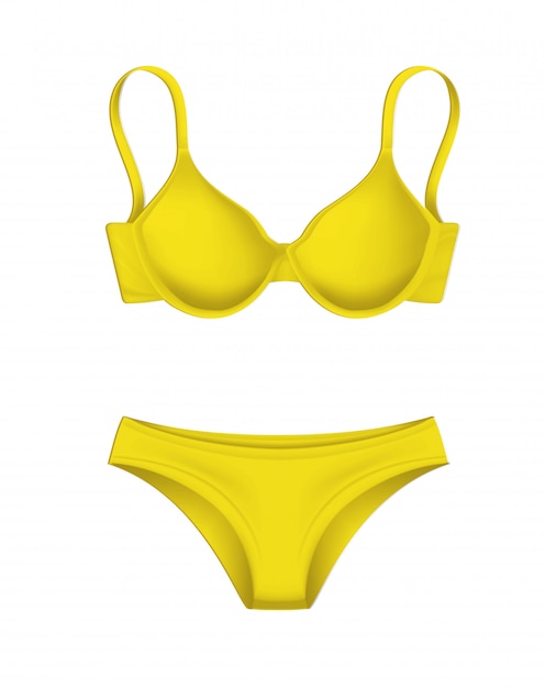 Vector vector 3d yellow bra panties template mockup