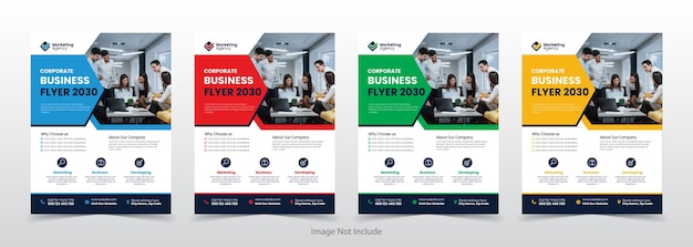 Vector 4 color modern and clean professional business marketing flyer template