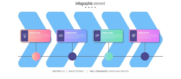 Vector 4 stap platte zakelijke infographic sjabloon